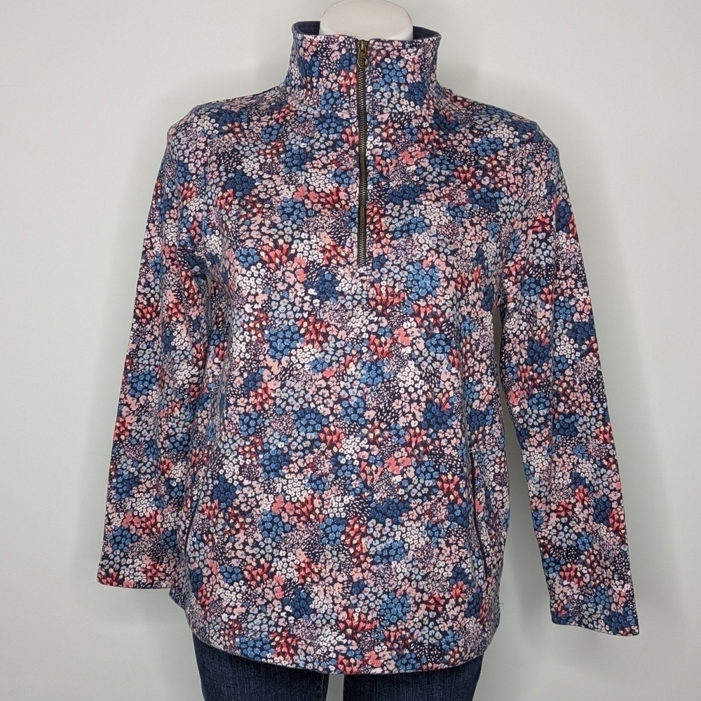 Joules Fairdale pink blue ditsy floral 1/3 zip pullover sweatshirt 6